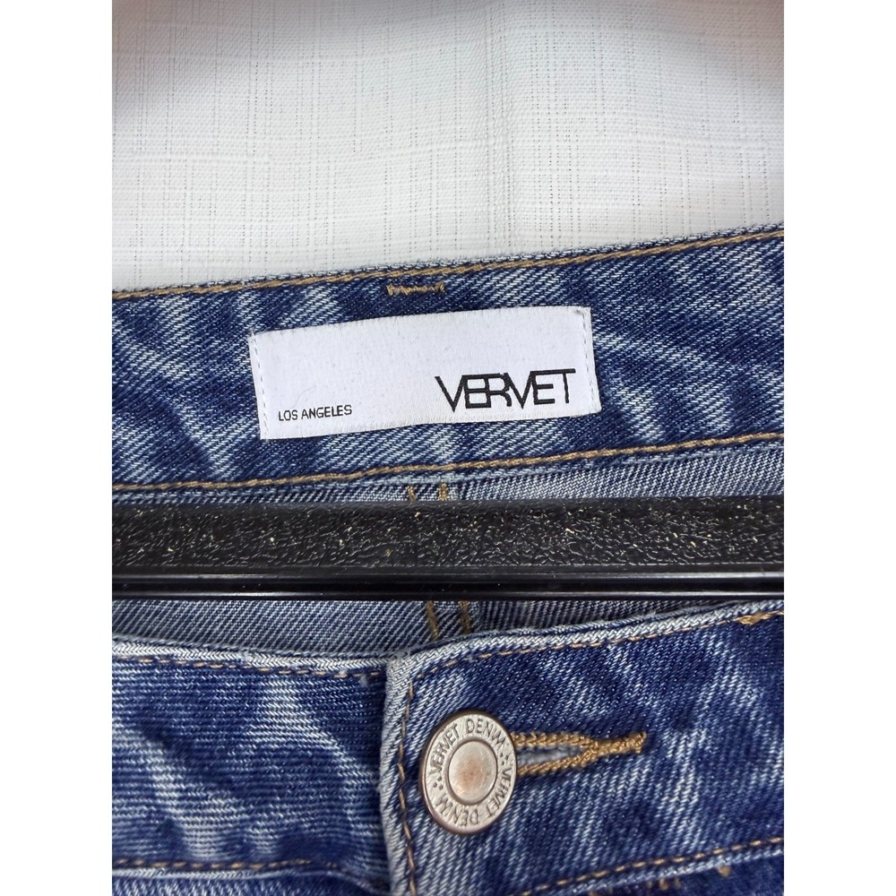 Vervet VT1151 High Rise Distressed Mom Jeans Raw Hem 100% Cotton Denim Womens 29 - Picture 4 of 9